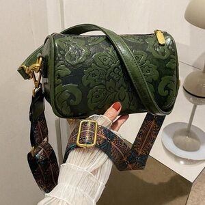 Solid Color Floral Printed Fashionable Square Bag